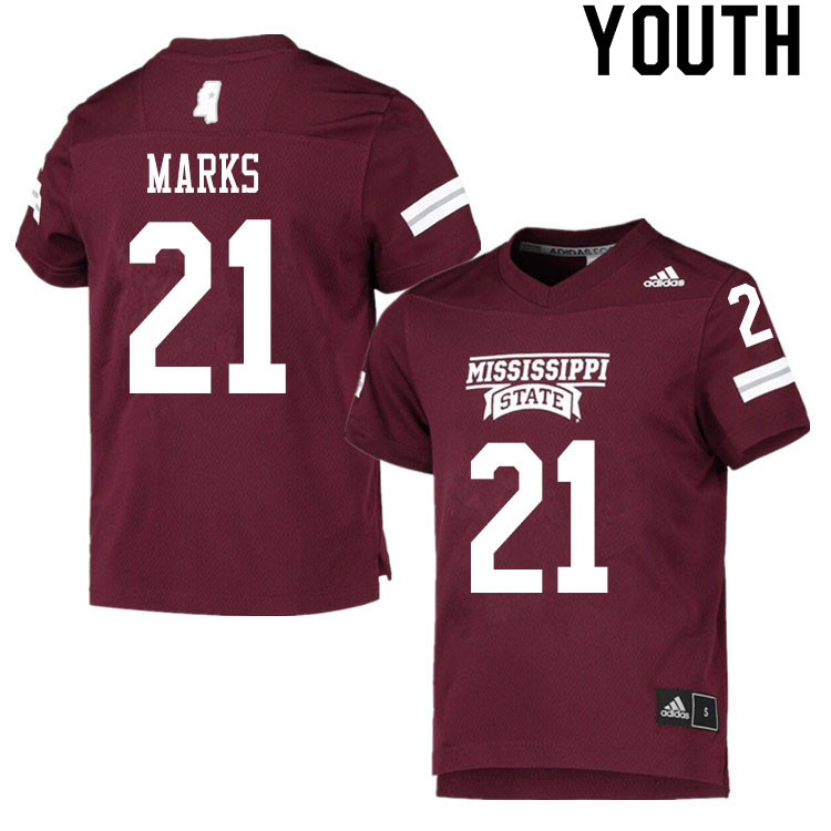 Youth #21 Jo'quavious Marks Mississippi State Bulldogs College Football Jerseys Sale-Maroon